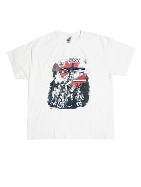 Ozzy Osbourne Crucifixion Shirt Size XL Y2K 2000s Gildan Heavy Cotton White Tee